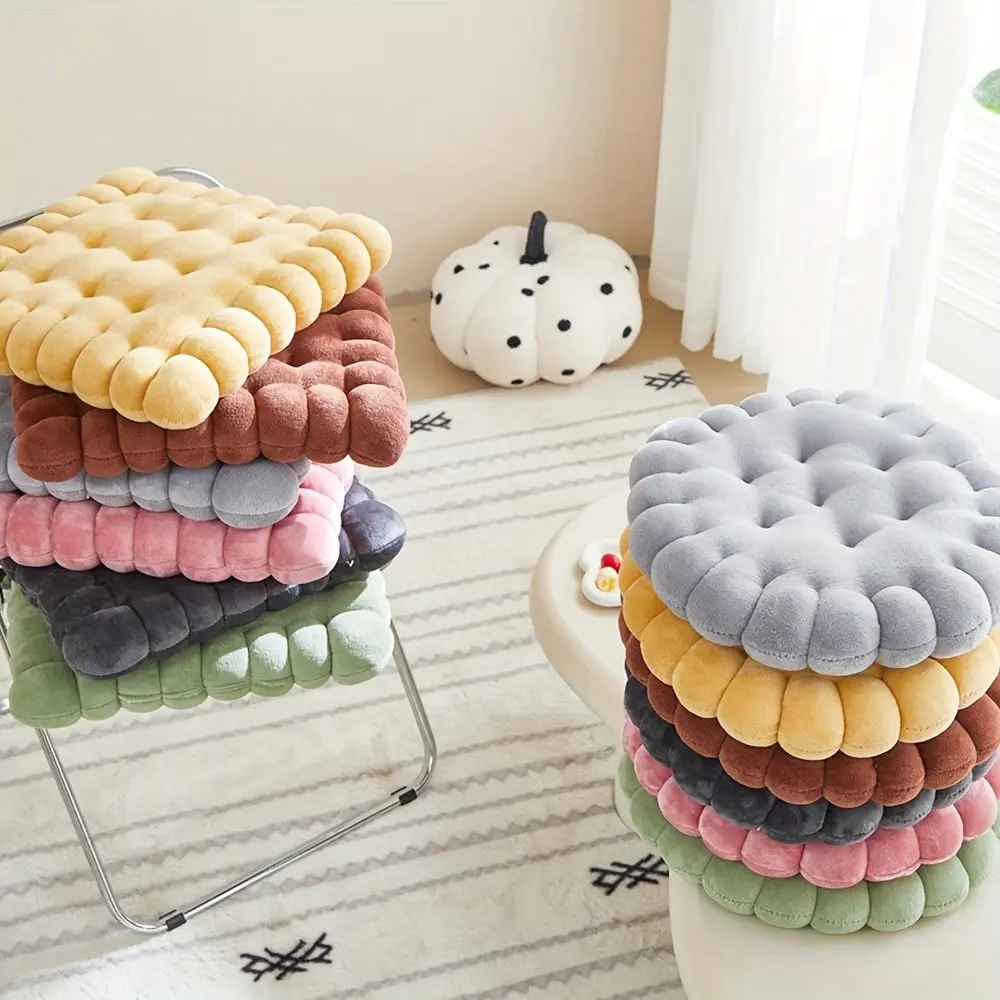 Biscuit-shaped Meditation Cushion, Chair Cushion in the Shape of a Circular Biscuit, Square Floor Pillow for Chairs, Suitable for Living Rooms, Balconies, Offices, Sofas, and Yoga Practices.