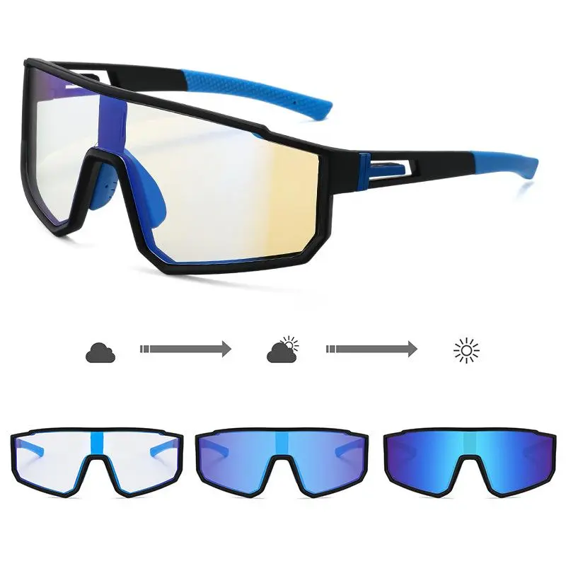 Photochromic Cycling Sport Sunglasses for Men Women – UV400 Windproof Outdoor Riding Eyewear, Lightweight Transition Hiking Fishing Motorcycle Glasses
