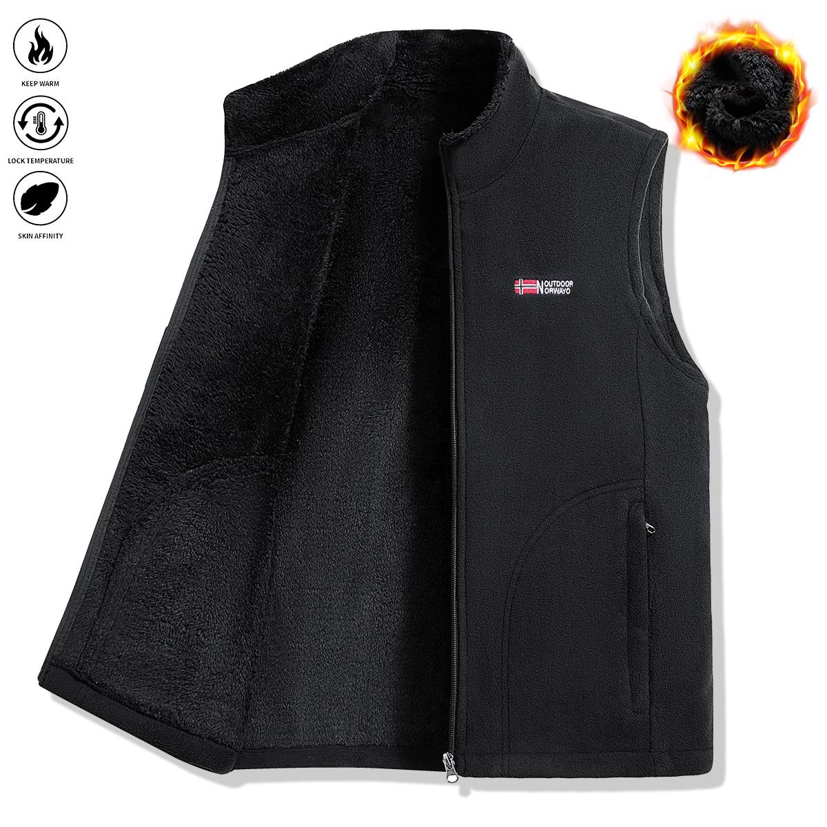 Men's Thermal Fleece Vest Lightweight Warm Winter Jacket, Stand Collar Athletic Sleeveless Vest for Gym, Hiking , Winter Vest, Outdoor Activities, Details, Durable Construction, Fitness Enthusiasts, Hiking Gear, Breathable Fabric, Gym Wear
