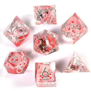 7pcs Sharp Edge Resin Dice Set, Dungeons & Dragons Polyhedral Dice, Ideal for Role-Playing Rpg Board Games, Perfect for Gamers