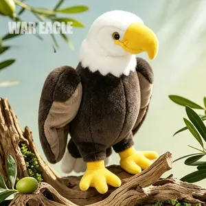 Realistic American Eagle Plush Toy, Standing Spread Wings Golden Falcon Ornament, American Home Decor Animal Model, Living Room Bookshelf Decoration, Office Desk Accent