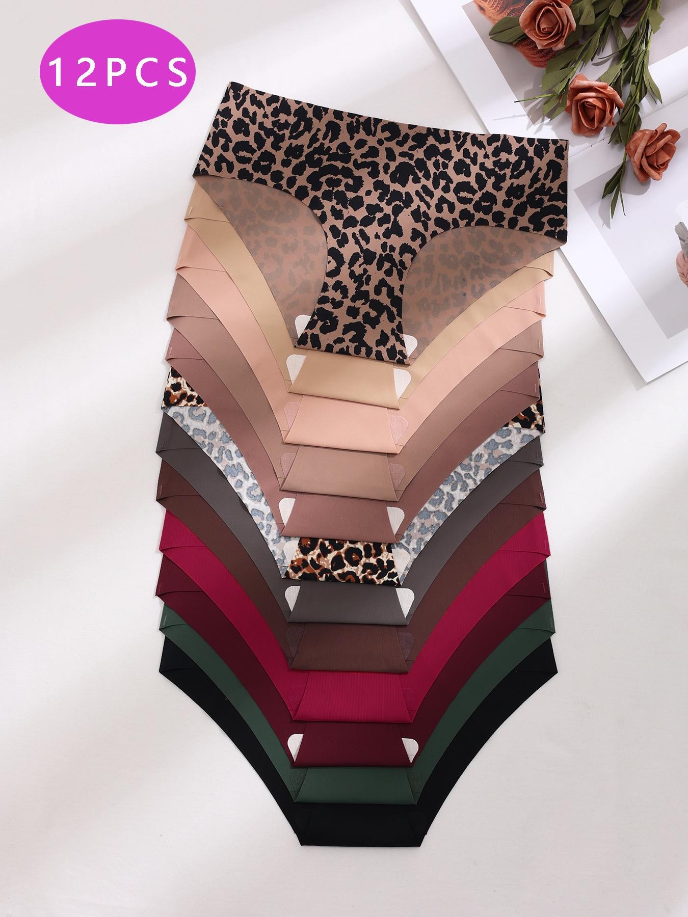 Women's Plain / Leopard Print Seamless Briefs, Multicolor Elegant Soft Comfy Breathable Panties for Daily Wear, Underwear for All Seasons, Daily Casual Underwear