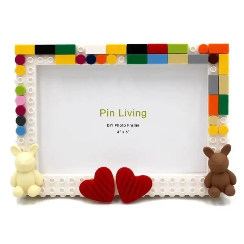 Valentine's Day DIY Photo Frame, Creative Handmade Building Block Design, Home Desktop Decor, Festival Gift, Girls Bedroom Furniture, Crafts