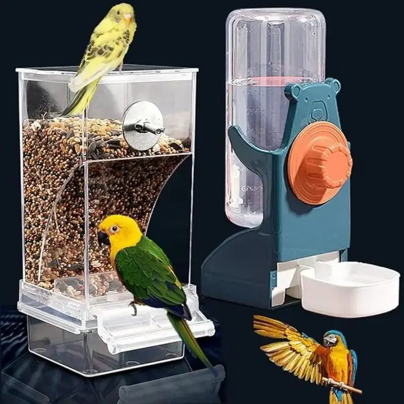 Automatic Bird Feeder and Waterer Combo, Bird Feeding Tool, Hanging Pet Accessories, Ideal for Parrots, Squirrels, Birds, Finches, Bird Feeders for Outdoors Hanging