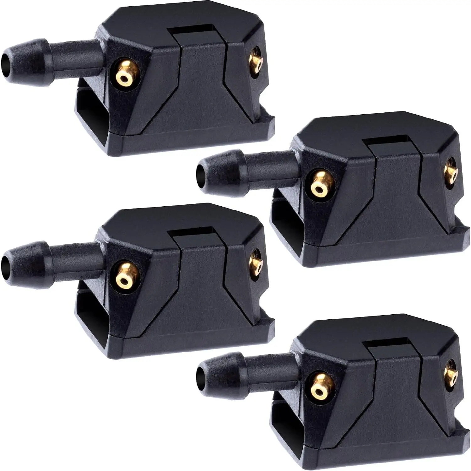 4 count Adjustable Windshield Washer Nozzles, 3-Way, Black | With 2 Copper Nozzles,  Aimable  Front Windshield Washer Sprayer, Wiper Sprayer Arm Nozzles, for ,