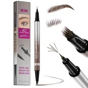 Senmu Dual-Ended Brush Eyebrow Pencil, Waterproof Sweatproof, 4D Realistic 2-In-1 Liquid Eyebrow Pen, Makeup Tool for Natural Look