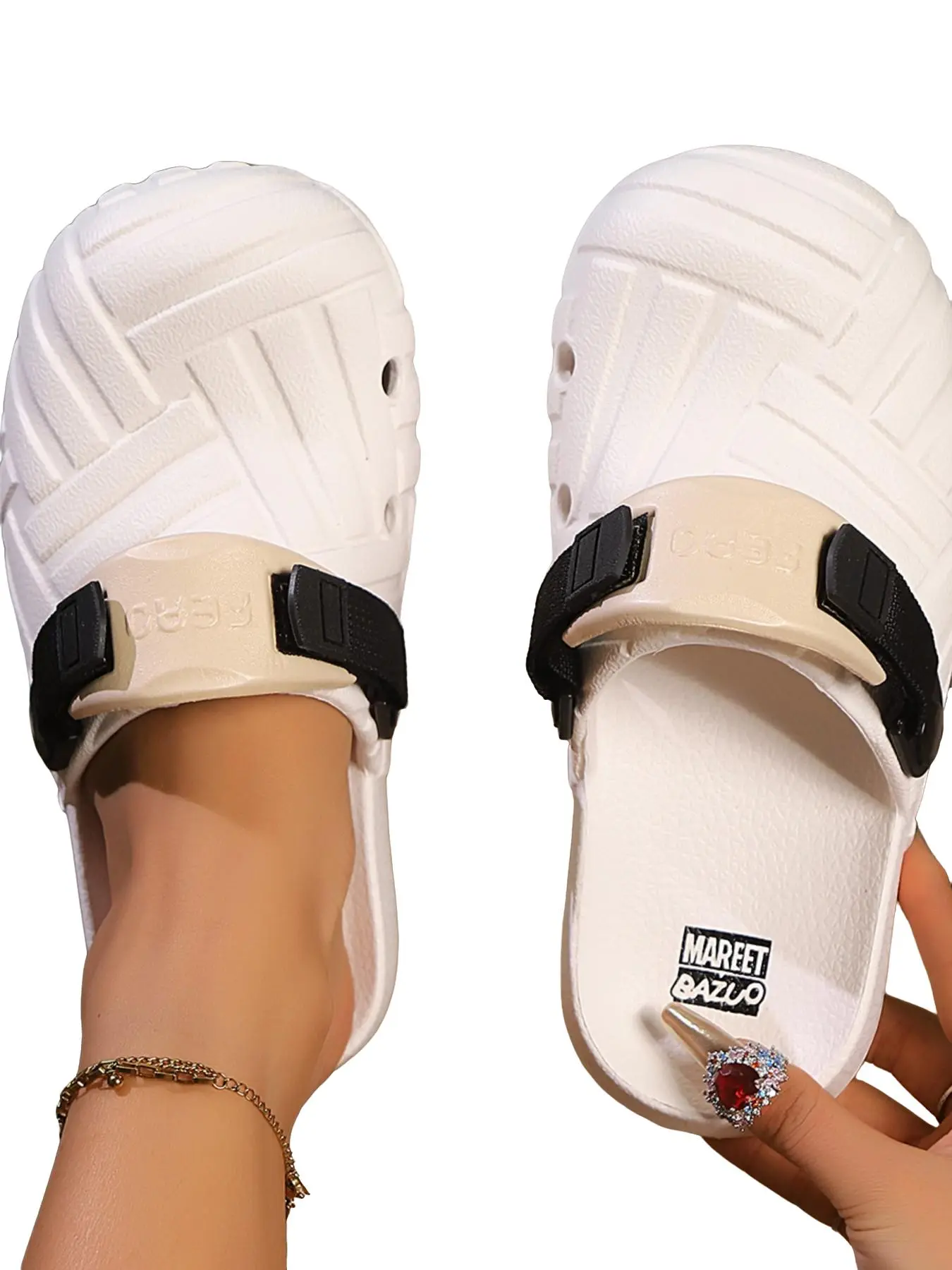 Light Luxury Colorblock Buckle Slip-On Shoes, Unisex Eva Lightweight Durable Commuter Walking Sandals, Comfortable Everyday Footwear Summer Slippers