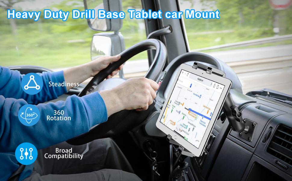 Heavy Duty Drill Base Tablet Holder for Trucks & Boats – Permanent Dashboard Mount for 7-11’’ iPad mini/Air/Pro – Anti-Shake Vibration-Free Navigation Mount for Wall, Desk, Commercial Vehicles Heavy Duty Drill Base Tablet Holder for Trucks & Boats – Permanent Dashboard Mount for 7-11’’ iPad mini/Air/Pro – Anti-Shake Vibration-Free Navigation Mount for Wall, Desk, Commercial Vehicles
