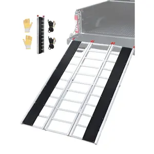 Tri Fold Snowmobile Ramp for Truck, 85x54 in, 1500 LB Capacity, Heavy Duty Aluminum Loading Ramp with Ski Tracks & Straps for Van Pickup Trailer