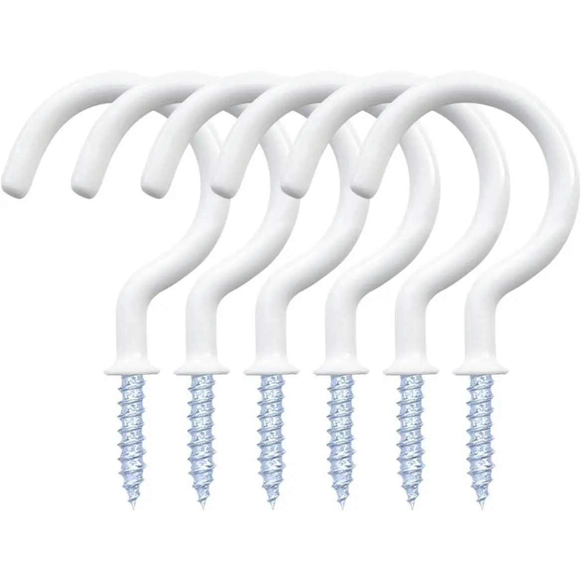 12 Pack Vinyl Coated Ceiling Hooks,Screw-in Mug Hooks | Multi-Function Wall Hooks Kitchen Hooks Cup Hooks for Indoors Outdoors (White, 1-1/4 Inch)