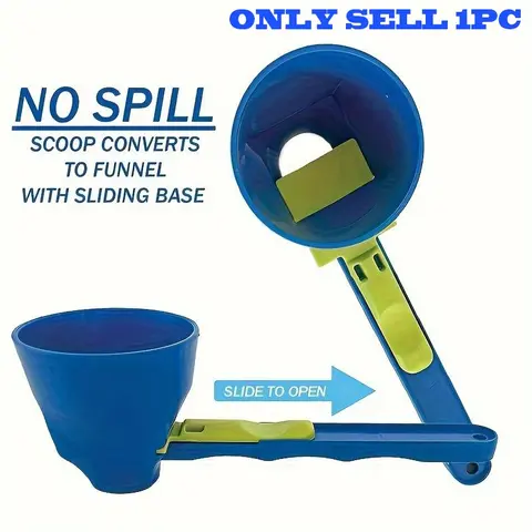 Slide Pouring Funnel with Stain-Free Protein Spoon, Durable PP Material for Milk and Supplements, Essential Kitchen Tool for All Occasions, Reusable Kitchenware