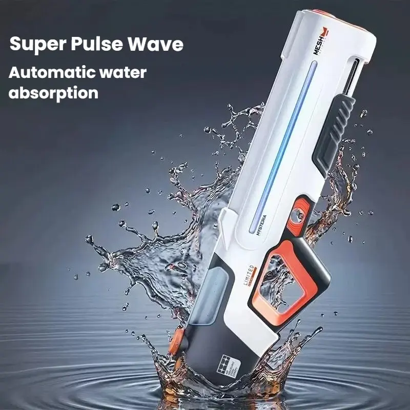 Cool RGB Pulse Water Gun, Automatic Suction, Strong Pulse Wave, Oled Display, Large Capacity, Summer Gift, Beach Toy, Outdoor Toy, Waterblaster