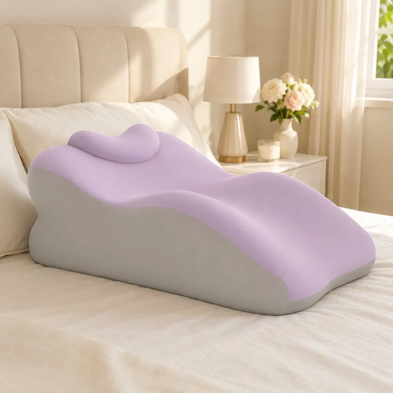 Double-Sided Home Body Buffering Waist Cushion with Small Pillow, Multi-Angle Design, Washable Cover, Durable Soft Pad for Bedroom Living Room