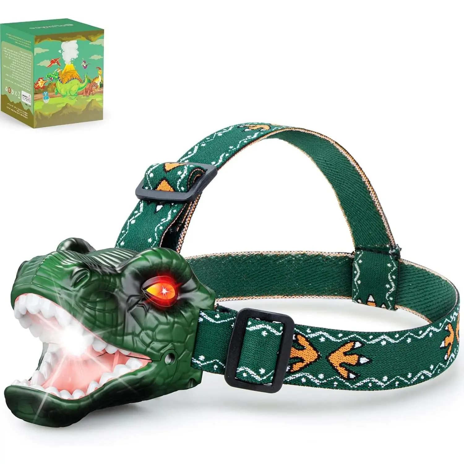 LED Dinosaur Headlamp for Kids, Children's Toy Flashlight T-Rex Dinosaur Toys for Age 3 4 5 6 7 8 9 Years Old Kids, Camping Hiking Gear for Boys GirlsGift.