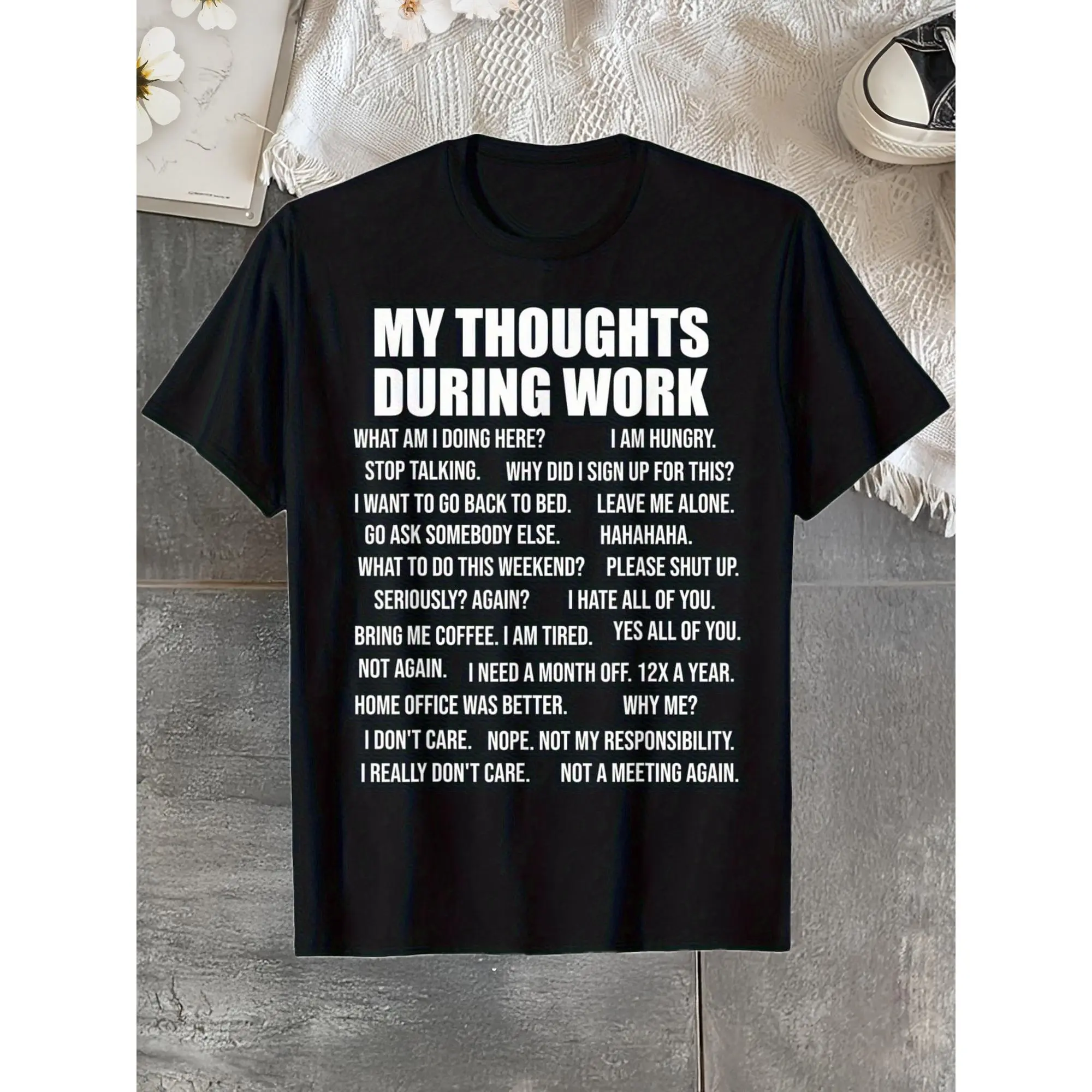 Funny Office Colleagues T-Shirt | Workplace Humor Style - Unisex Work Slogan (My Inner Monologue In A Meeting, Passive Aggression Countdown) - Loose Casual Workwear, Suitable For Men And Women, Colleagues Gift