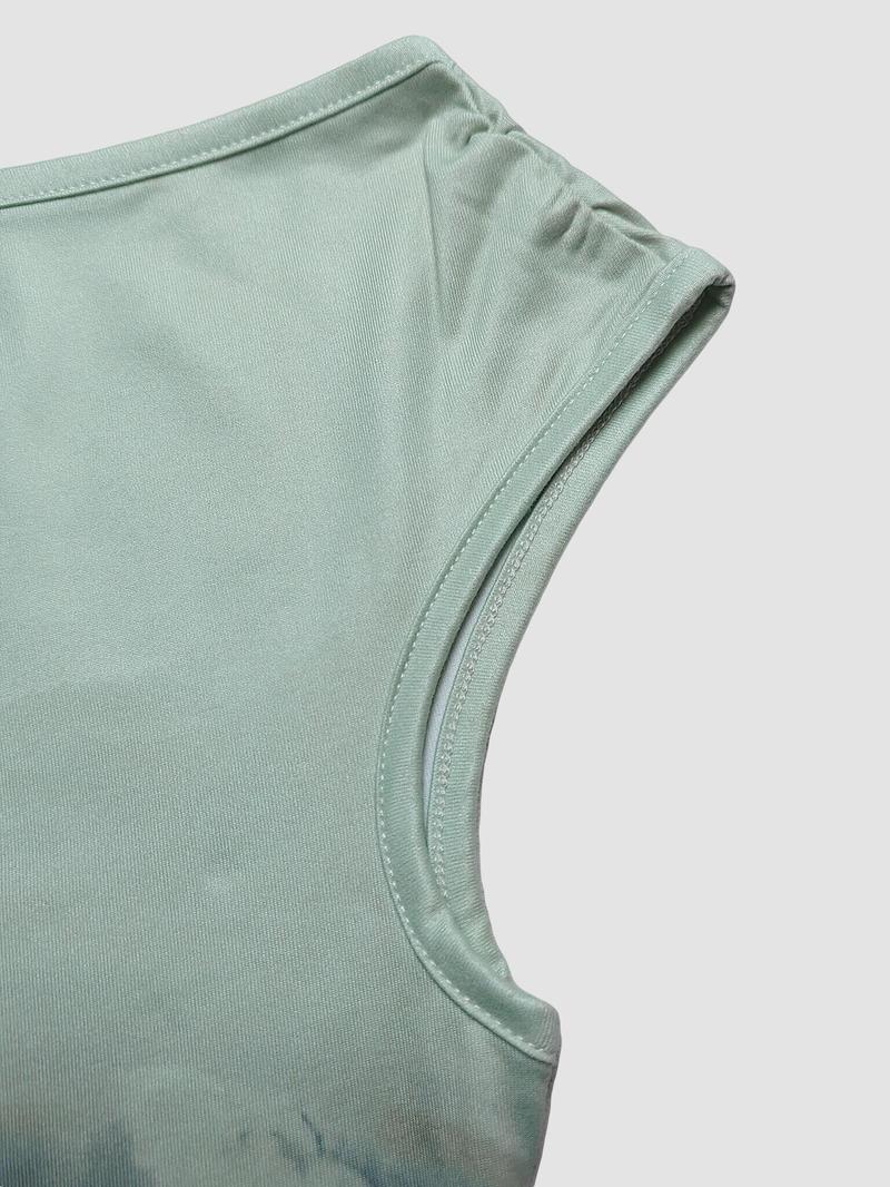 Women's Ombre One-Shoulder Dress, Asymmetrical Neck Sleeveless Ruched-Waist Side-Slit Knit Maxi Dress， Ideal for Casual Gatherings/Weekend Events/Street Outings