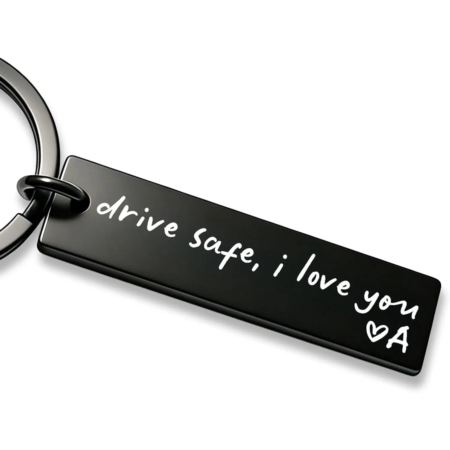 Drive Safe I Love You  – A–Z Initial Engraved Key Ring – Personalized  for Husband, Boyfriend & Family