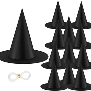 12PCS Halloween Witch Hats Witch Costume Accessory, Black Witch Hat for Halloween Party Decoration