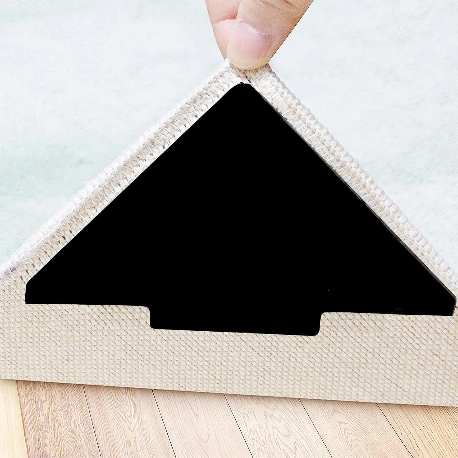 Rug Tape, 10 count Double Sided Non Slip  Rug Stopper, Washable Rug Pad Grippers for Hardwood Floors, Tile Floors, Carpets, Floor Mats, Wall (Black)