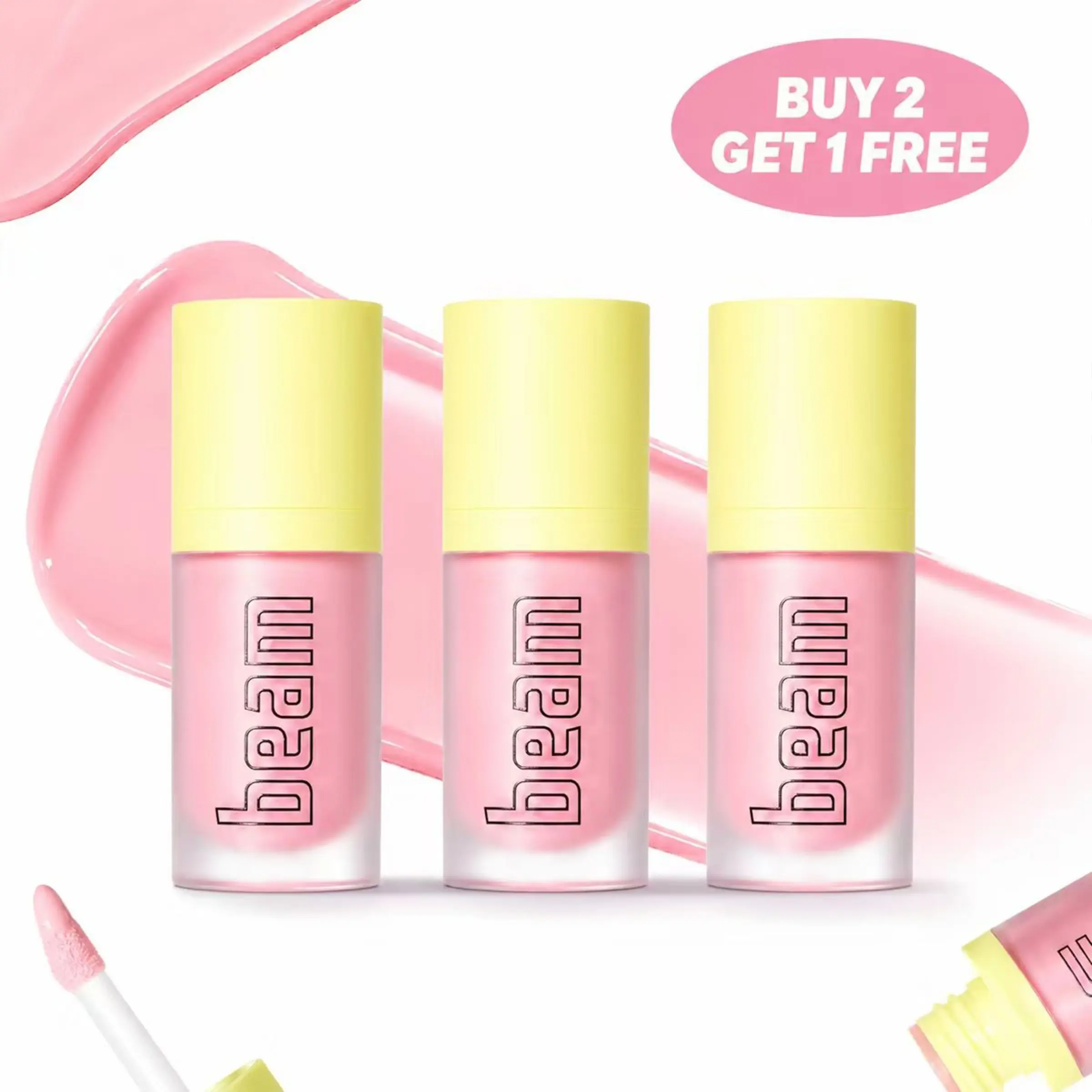 [Made by Mitchell] Beam Lip Gloss – MILKSHAKE 4 ME * 3pcs ,Lip Care Glossy Hydrating Moisturizing Lip Shine, Soft & Plump Looking Lips