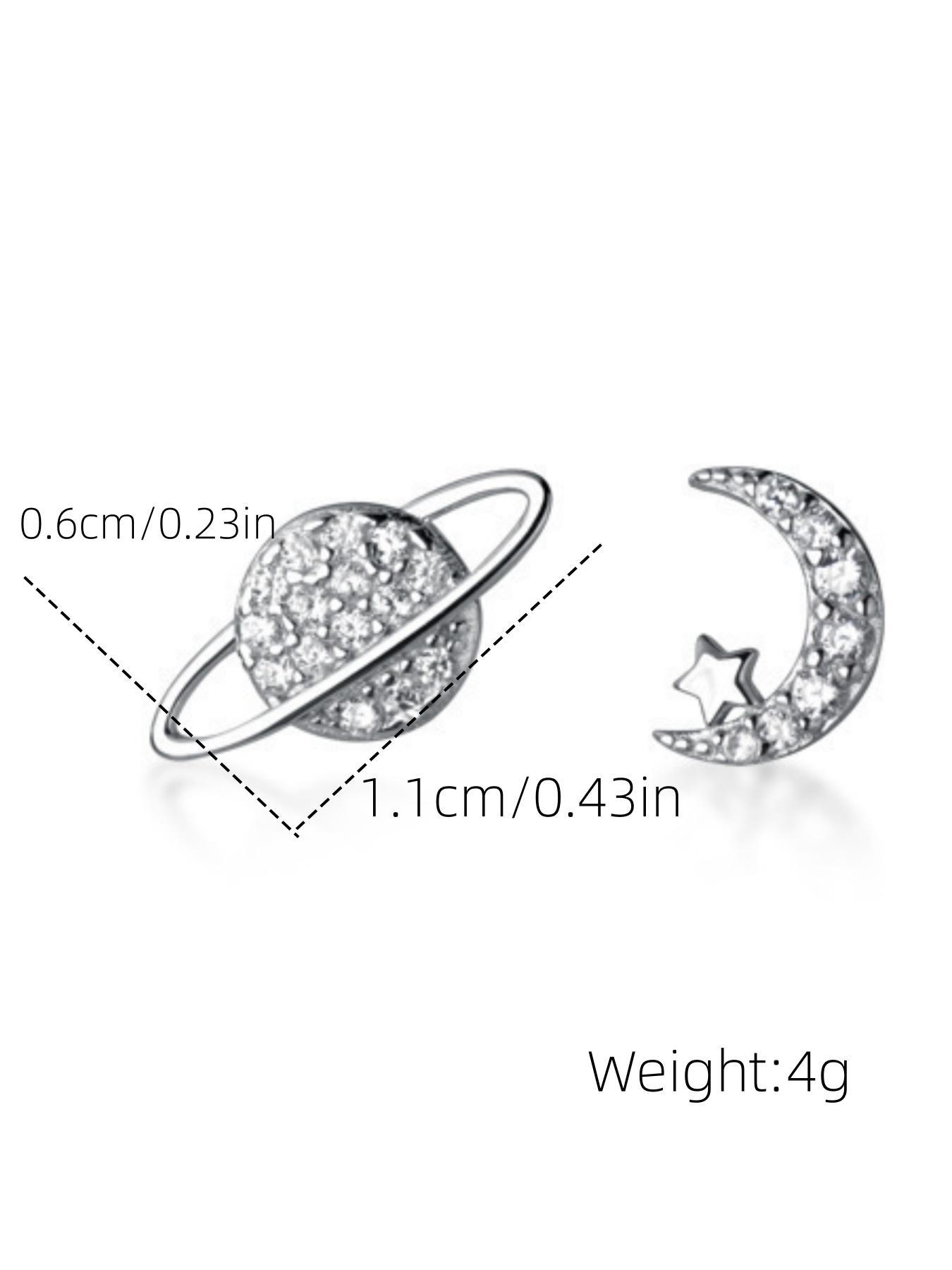 Fashionable Asymmetric Moon & Star Design Earrings,  Rhinestone Decor Stud Earrings, Elegant All-match Jewelry for Girls Gift, Female Classic Fashion Accessories for Daily Wear, Constellation Earring