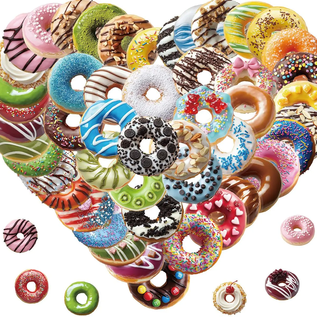Cute Donut Stickers for Kids Girls, 50PCS Doughnut Funimost Waterproof Vinyl Stickers for Water Bottles Laptop Phone Scrapbook, Sweet Snack Decals for Donut Lovers, Party Supplies