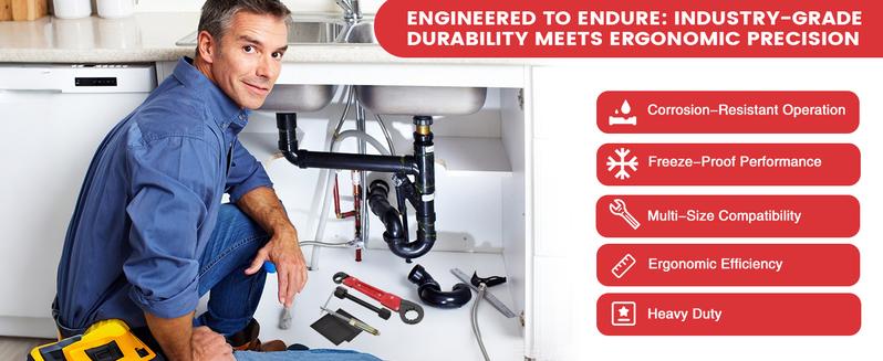 6 Pcs Plumbing Tools Kit with Angle Stop Wrench & 1/2-Inch Compression Sleeve Puller, Professional Plumbers Wrench, Sandpaper and Storage Bag for Frozen/Corroded Angle Stop