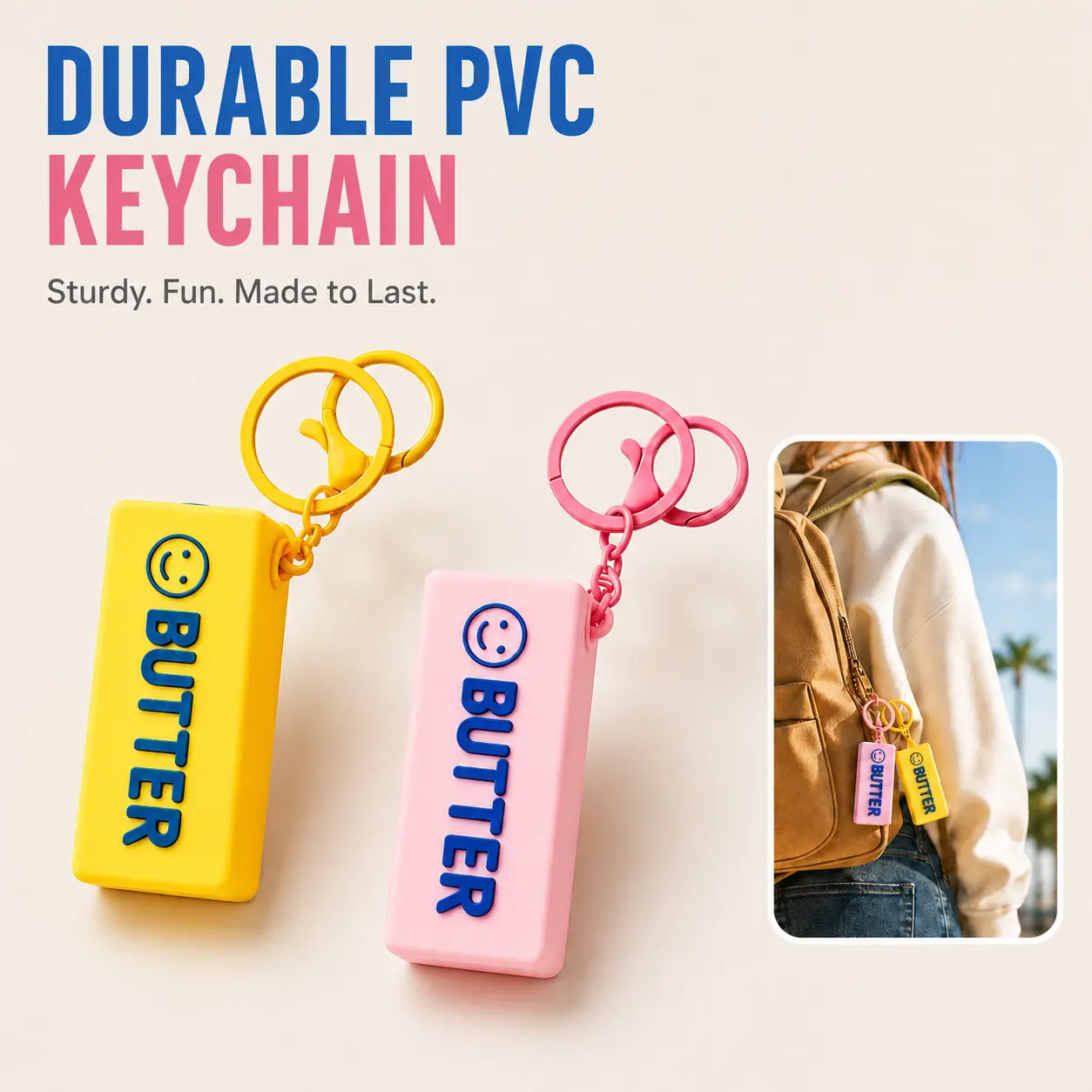 1/2 PCS Screaming Butter Stick Stress Relief Keychain - EDC Gear, Keychain Decor, Funny Gifts Accessories, Backpack & Car Key Pendant, Oddities Gift for Festivals (Birthday, Halloween, Christmas), Backpack Accessories-YY0