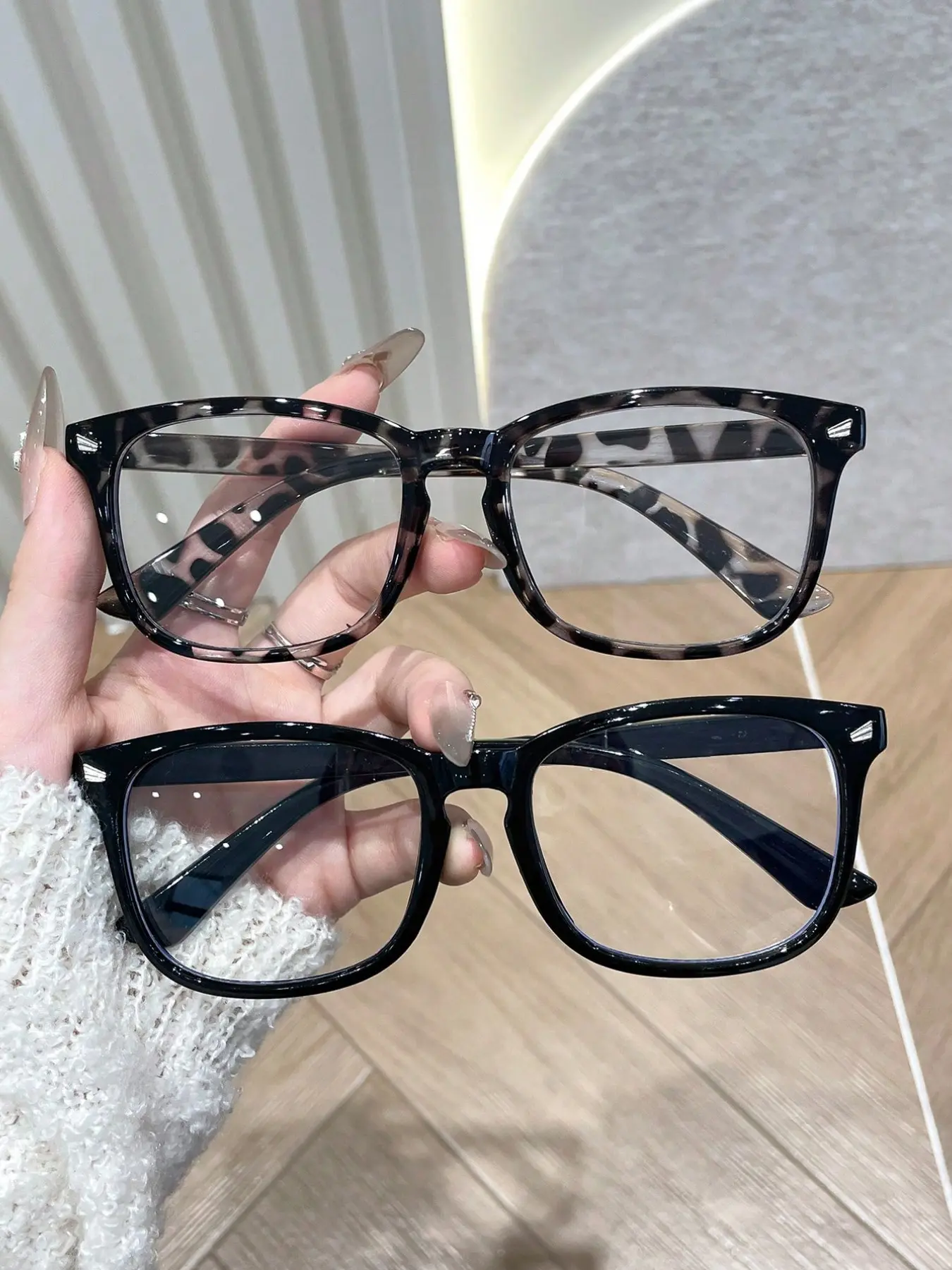 2 Pairs Oval Simple Design Small Frame Women's Plain Glasses Set, Cute Transparent Eyewear, Transparent Lens Glasses for Daily Wear, Fashion Accessory