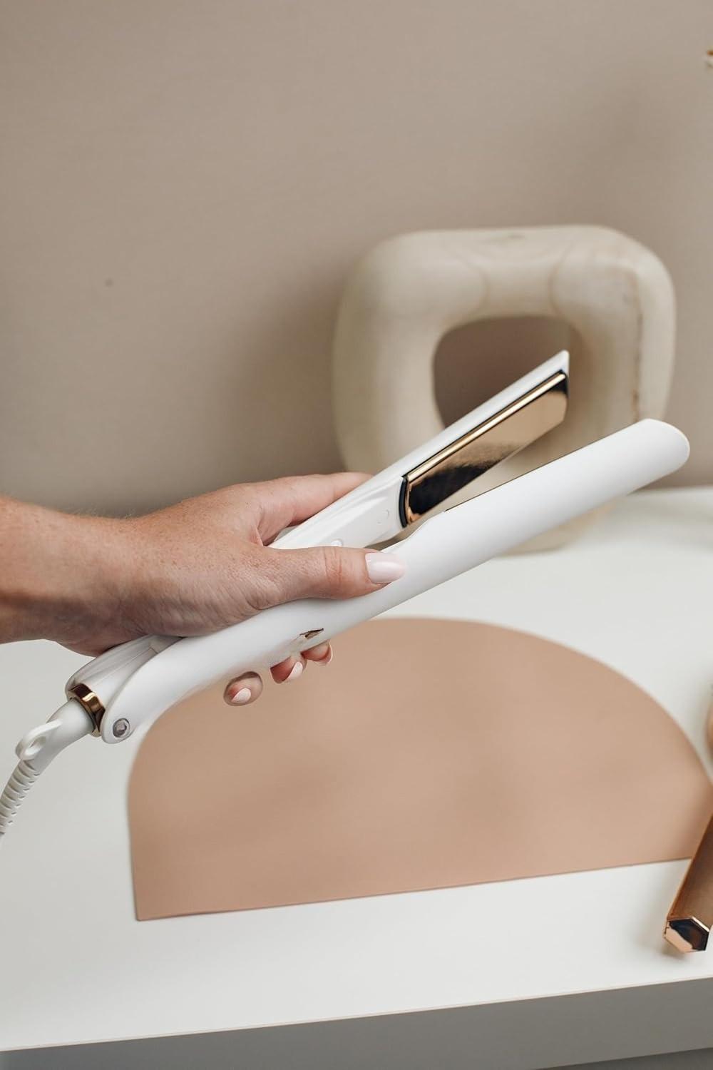 3-in-One Professional Titanium Hair Straightener Curler 2 in 1 + Beach Waver Combo for Women with Curly, Frizzy + Thick Hair - 1 1/4 Inch Dual Voltage Flat Iron + Travel Cap - 440 Degree