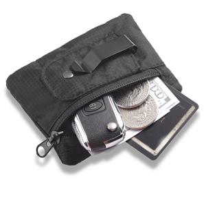 RFID Blocking Clip Stash Pocket, Compact Hidden Travel Belt Wallet for Cards & Cash - Slim Pickpocket-Proof Design for Everyday Carry, Black