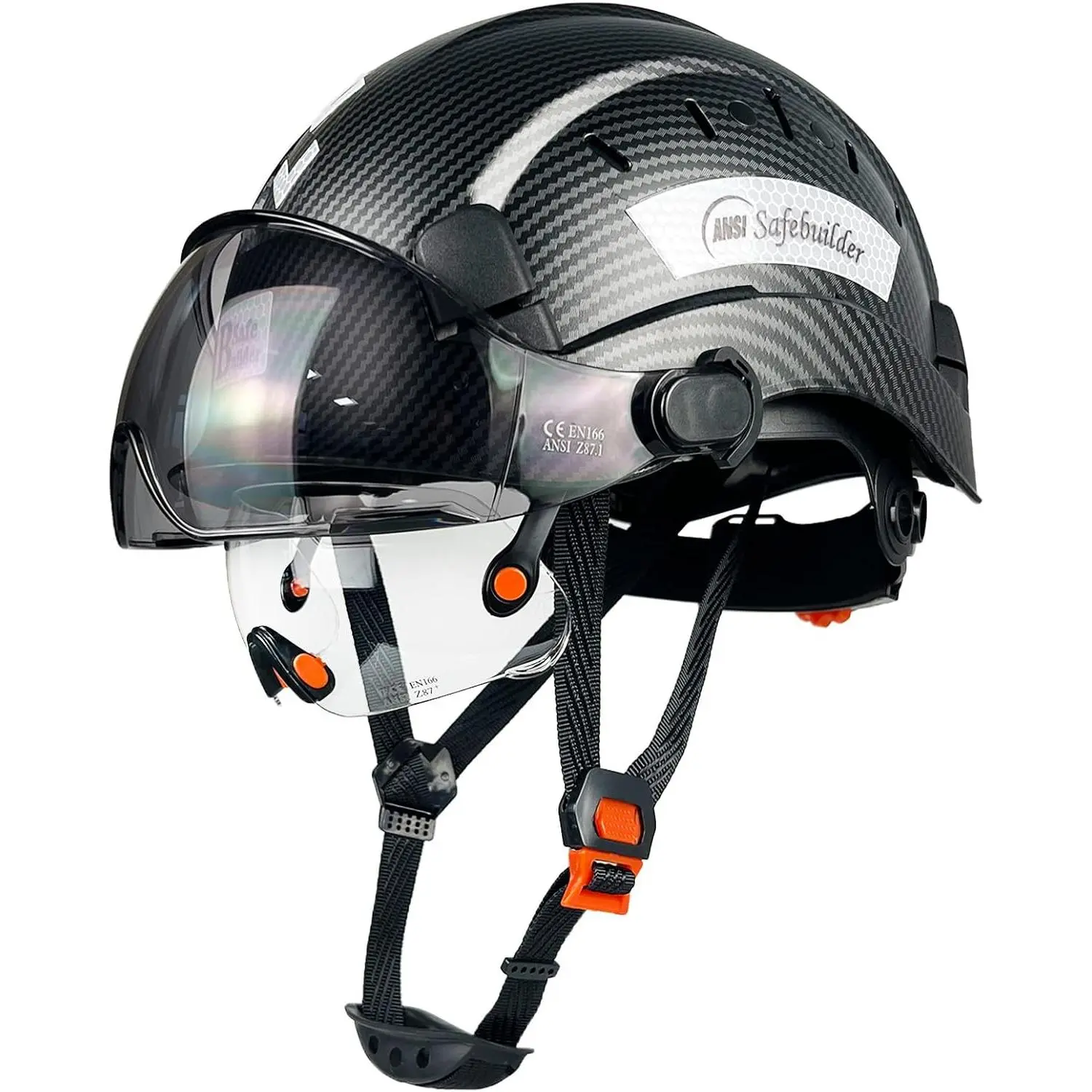Vented Full Brim Head Cap with Built-in Flip Visor, ABS Shell, 6-Point Cushion, Dial Fit 53-63cm, Dual Visor Design, Breathable Outdoor Work Gear