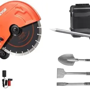 VEVOR Electric Concrete Saw, 12 in, 1800 W Motor Circular Saw Cutter with Max. 4.5 in Demolition Jack Hammer, MAX 2200W Electric Jackhammer Heavy Duty, 1350 BPM