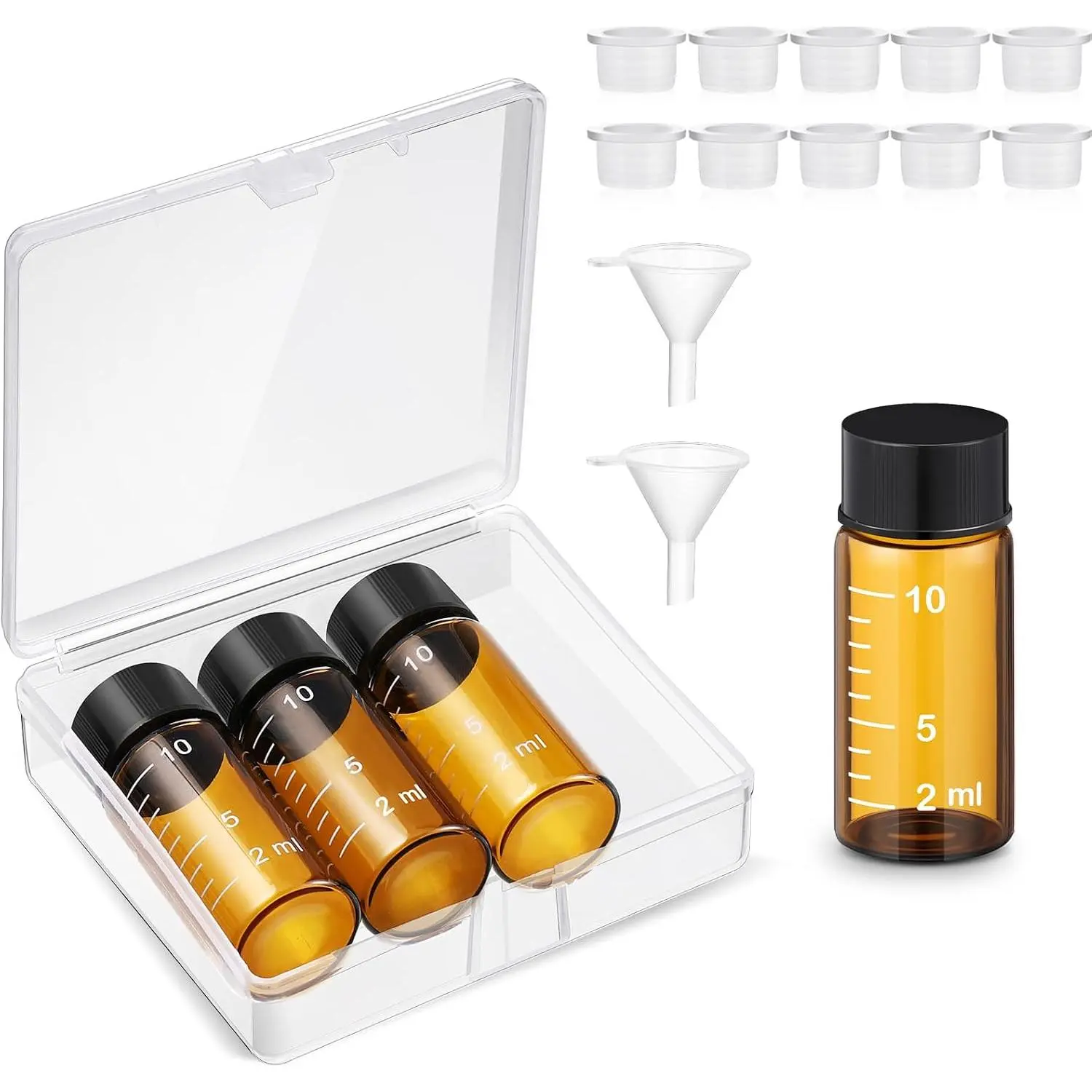 4 count Liquid  Travel Container, Brown,10ml | Scale Glass Liquid Container, Leak-proof, Small Single Dose  Bottle, Dispenser and Leak-proof Plug, Travel Essentials