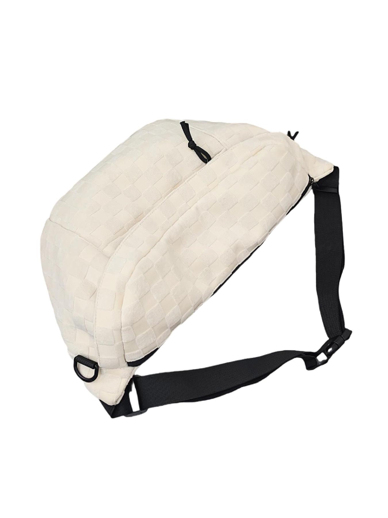 Women's Fashionable Large Capacity Embossed Textured Zipper Belt Bag, Casual Commuter Versatile Plain Fanny Packs, Simple All-match Bum Bag