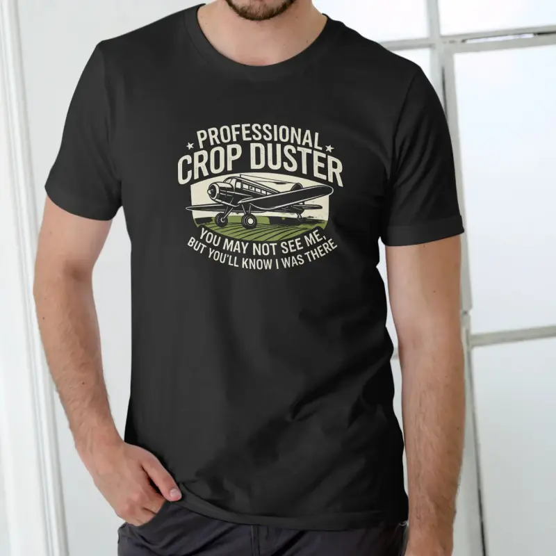Gildan Professional Crop Duster Print T-Shirt - Unisex Guys' Tee, Classic Round Neck Short-Sleeve Soft Breathable Cotton Clothes, Ideal for Office, Streetwear (Loveable Design, Guys Gifts)