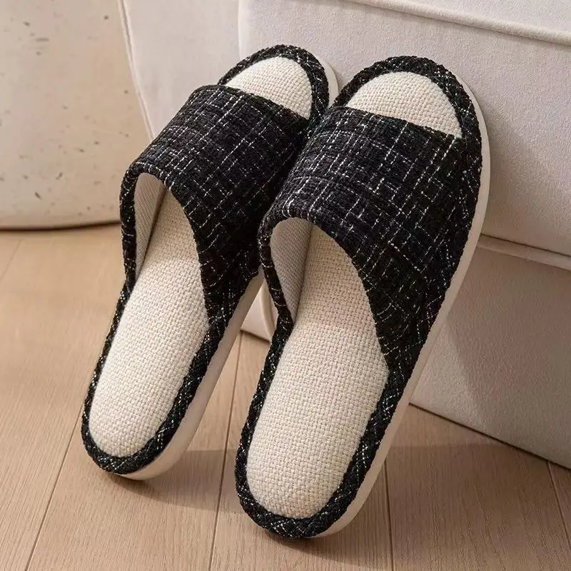 Linen Indoor Spring Guest Lightweight Slippers Bedroom Non-slip Eco-friendly Household Slippers Comfort Couple Slippers