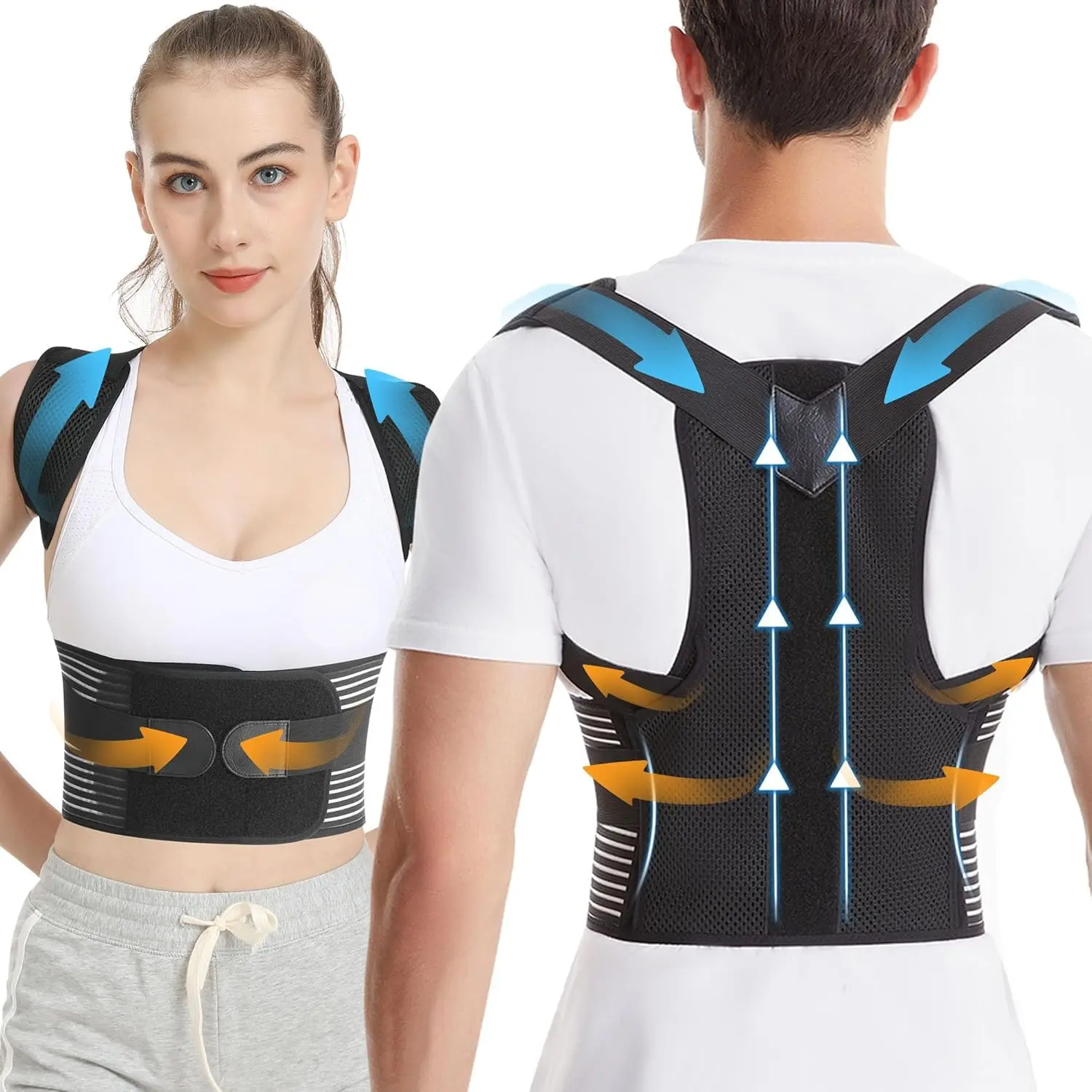 outdoor sports Back Brace Posture Corrector for Women & Men, Shoulder Straightener, Improve Posture Lumbar, Adjustable Full Back Support, Hunchback Correction, Upper and Lower Back Pain Relief, Scoliosis, Spine Corrector (Large)