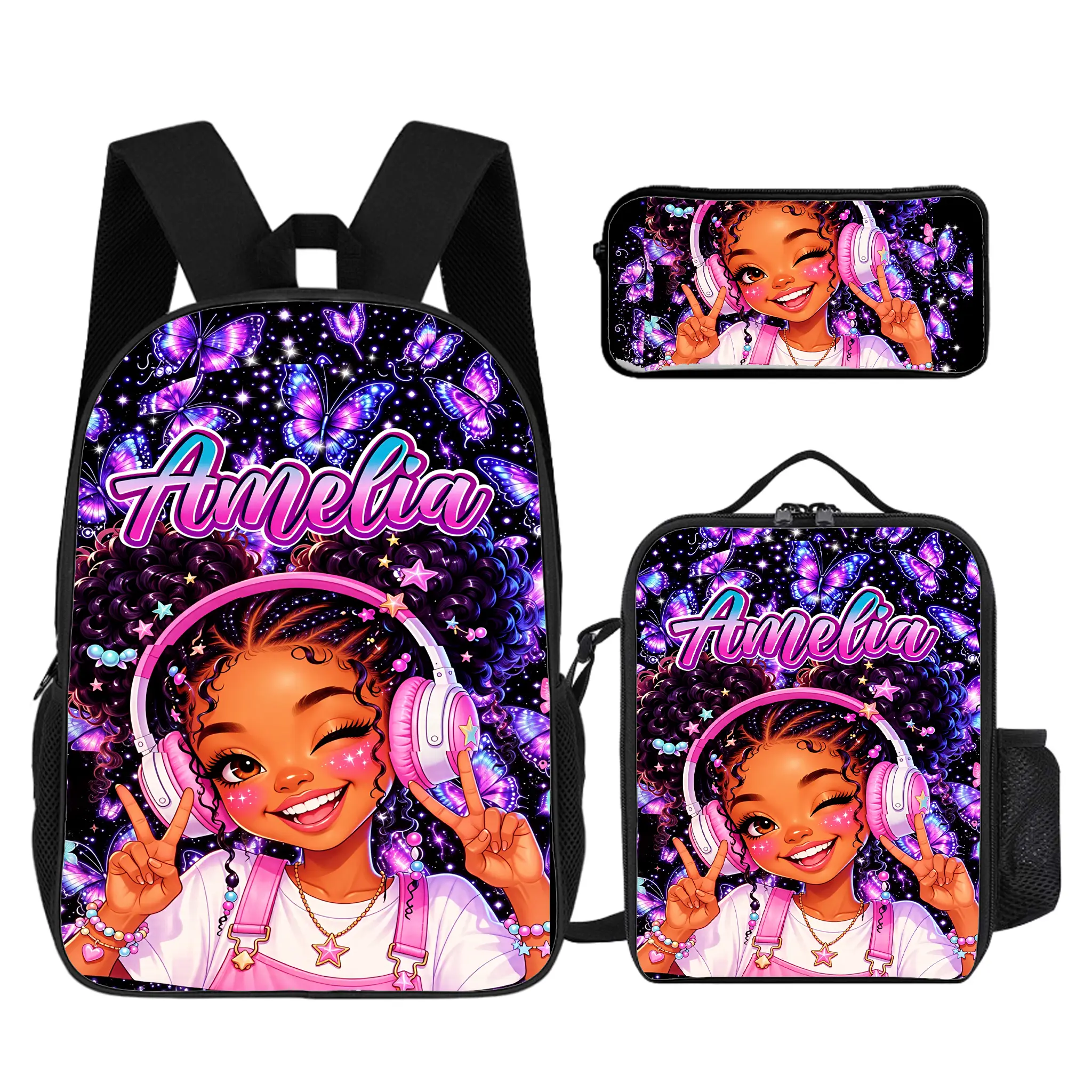 Sparkling Fairy Princess Personalized Backpack For Girls, Complete Set With Custom Name Backpack And Dedicated Pencil Case. Durable Lightweight Preschool Daily Carry Pack, Hot Gift Choice For Birthday And Christmas. # TikTokMadeMeBuyIt # GirlsPrincessBack