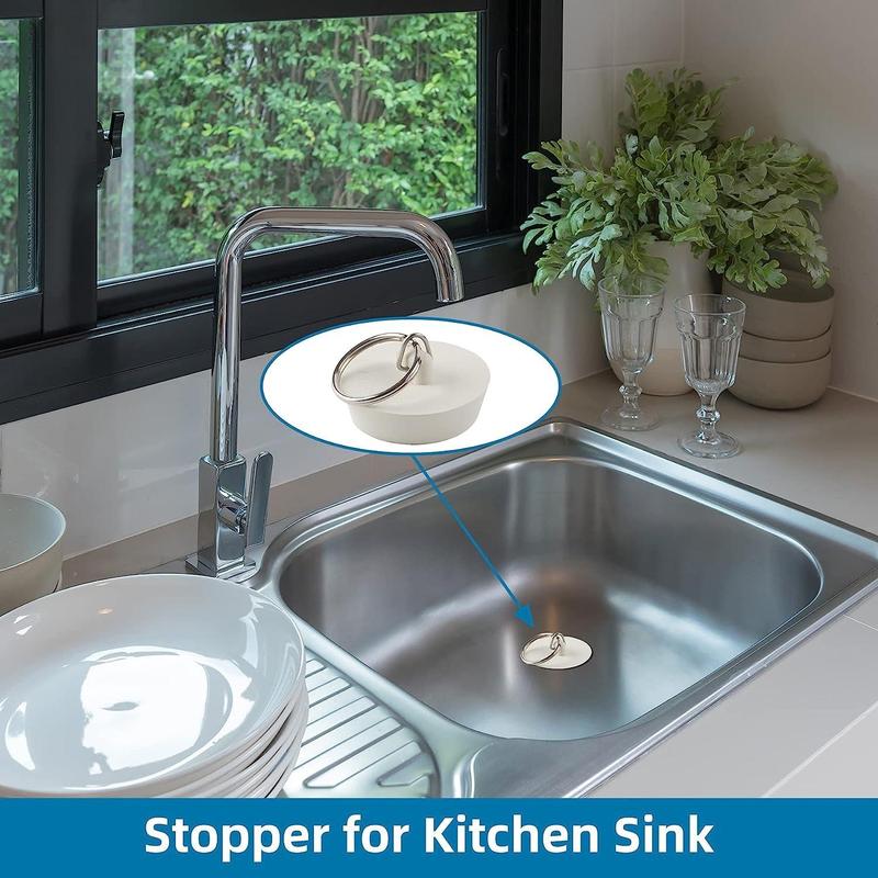 6 Pcs/set Sink Stopper with Loop, Drain Stopper for Kitchen, Bathroom, Laundry Sink, Bathtub, Bath Tub Accessories