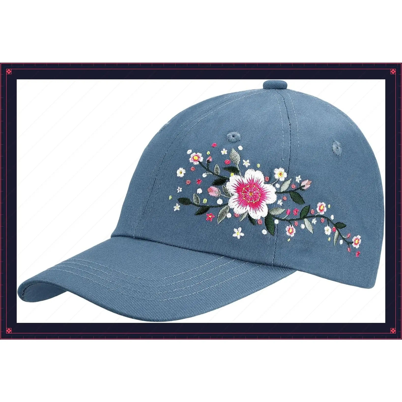 Trendy Embroidered Baseball Cap for Girls Women Men, Soft Breathable | Adjustable Strapback, Womens Baseball Caps Cute Hats for Casual WearGift