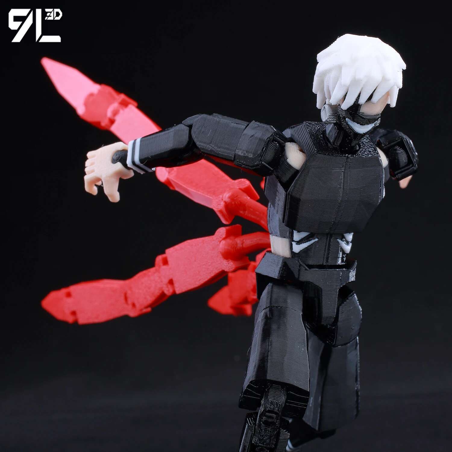 9L3D Lucky 13 Dummy 13 T13 - Kaneki Ken Tokyo Ghoul Awakened Rage Articulated Figure White Hair Red Eyes Extreme Combat Pose Toy