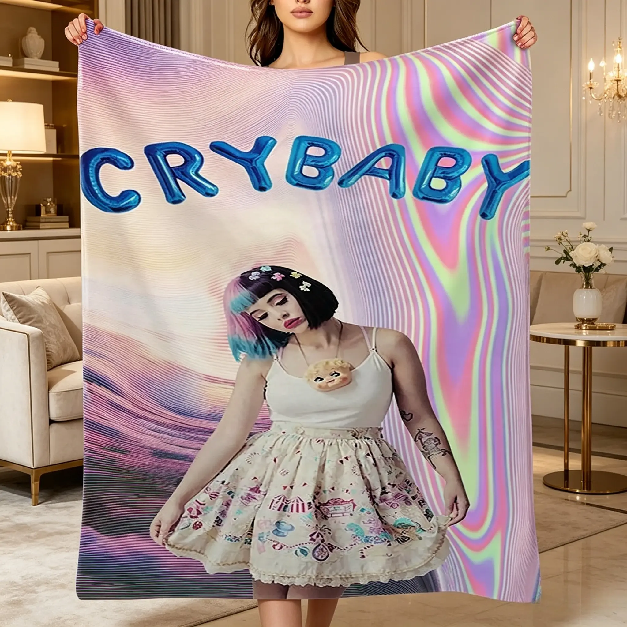melanie martinez Flannel Throw Blanket for Girls Boys- Ultra Soft, Anti-Shrink & Wrinkle-Resistant ,Quick-Dry, Machine Washable Cozy Throw ,Perfect Gift for Kids Adults A-55