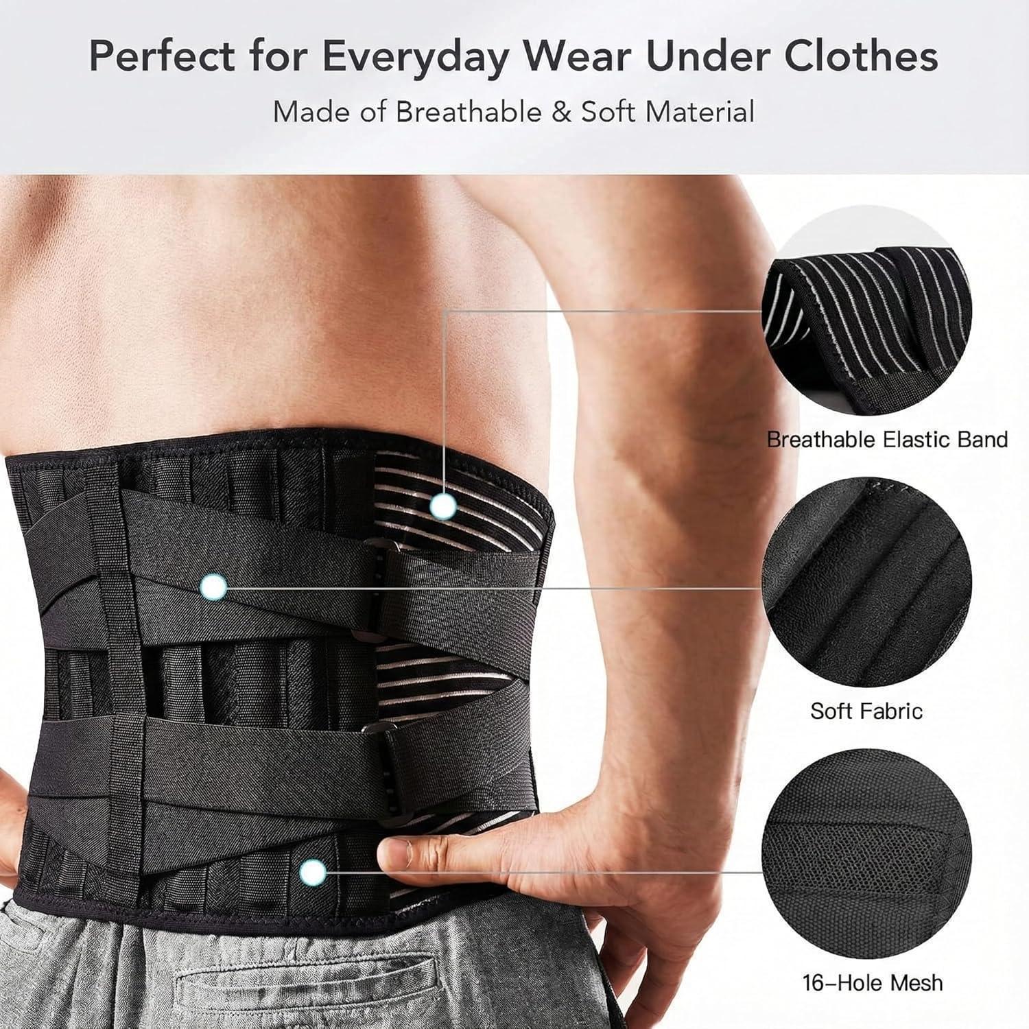 Back Braces for Lower Back Waist Belt with 6 Stays Breathable Lumar Belt for Men Women Work Waist Girdle Support Healthcare