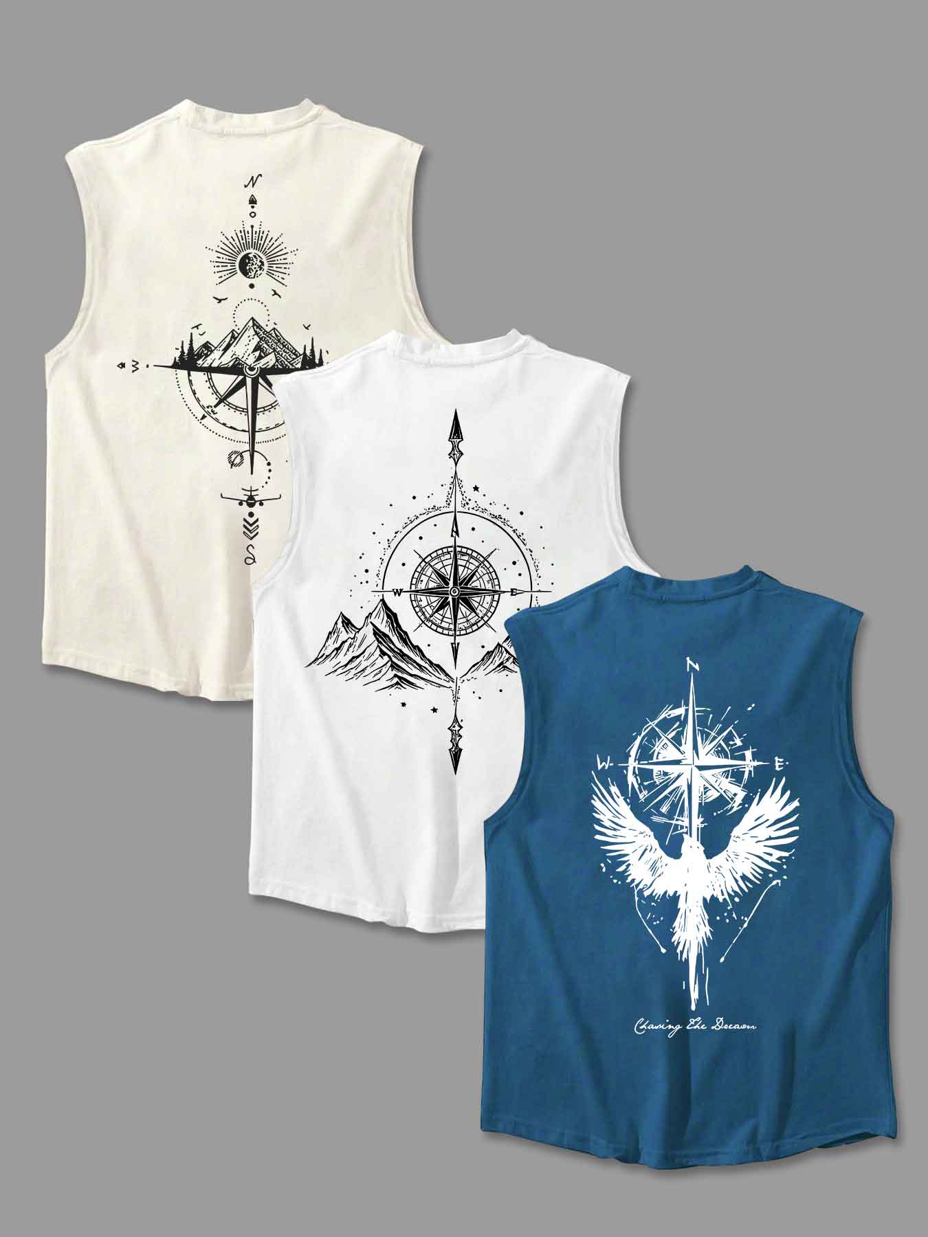 Men's Graphic Print Round Neck Vest Tank Top, Casual Sleeveless Top for Summer, Men's Clothes for Daily Wear