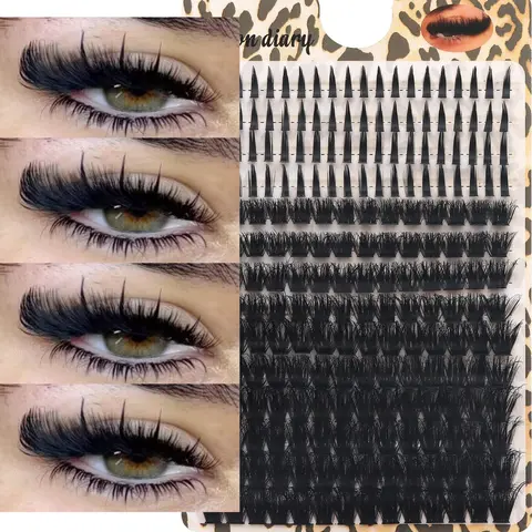 120D+Spike 2-in-1 Bulk Cluster Eyelashes,Premium Spike Cluster Lashes Combo Set,  Create Stunning Spiky & Voluminous Eye Makeup for Daily Wear and Party Looks,Customizable Volume Lash Clusters for Women Eye Beauty