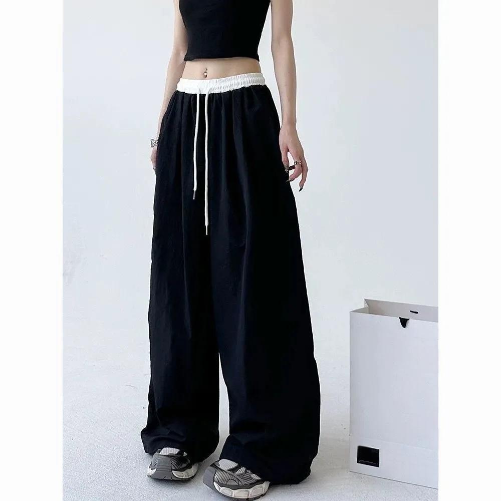High Street Women's Wide Leg Pants Drawstring Y2K Gothic Hip Hop Lady's Cargo Pants Hotsweet Matching Female Trousers Summer New