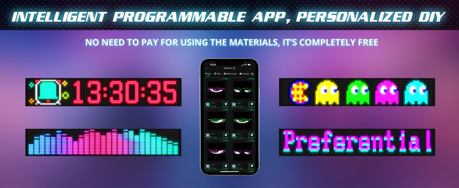 Devil Eyes 2PCS 19x4 Inch Flexible LED Windshield Screen, Programmable USB Matrix Panel with App and Remote Control, Custom Sign Display, IP65 Waterproof for Cars SUVs Trucks