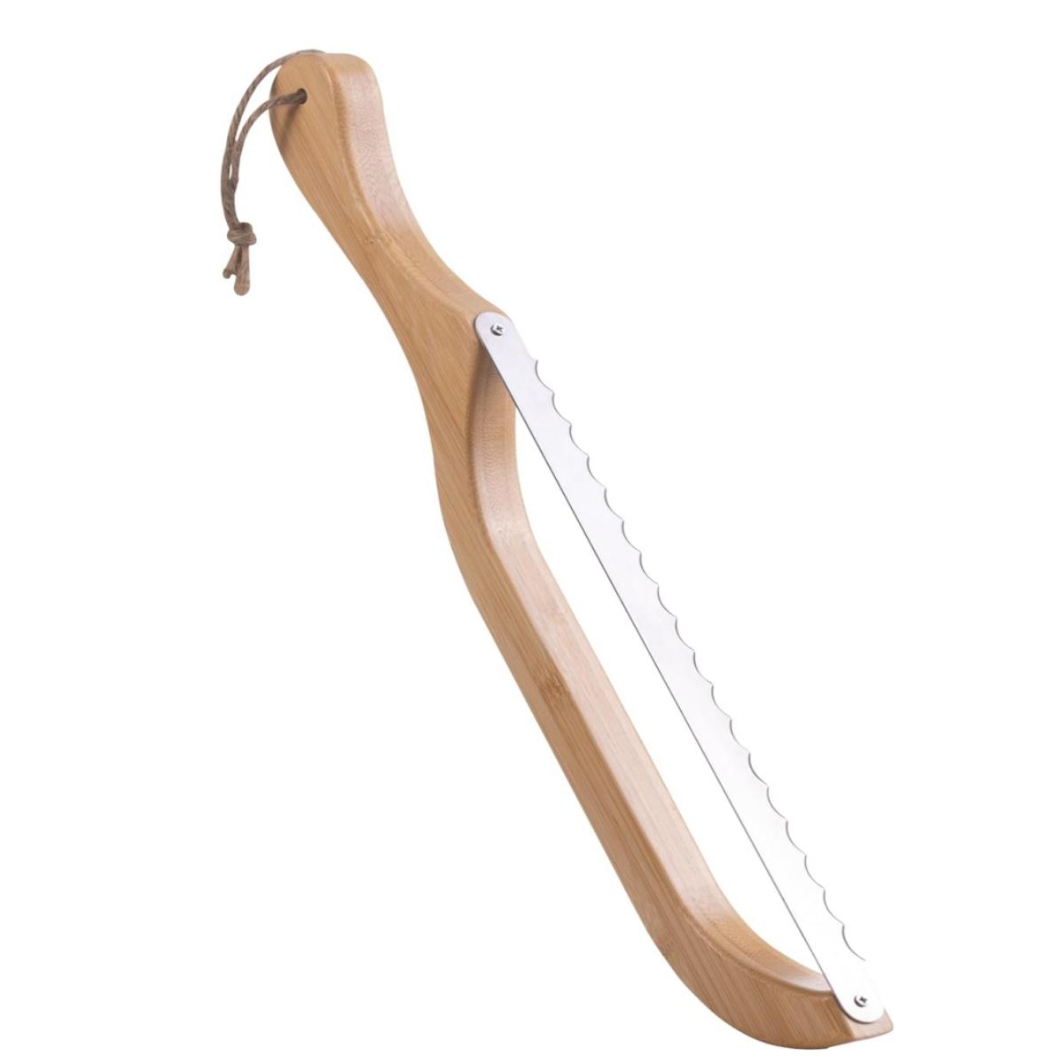 Wooden Handle Bread Bow Knife, Stainless Steel Serrated Bread Knife, Bread Slicing Knife for Home Kitchen Baking House, Utensils, Cutting Kitchenware