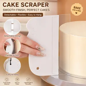 Detachable Cream Plastic Soft Scraper, Hollow Hanging Cake Smoothing Tool, Baking Essentials, Perfect for Professional & Home Use